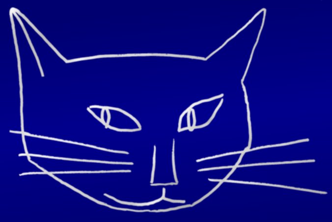 [Silver outline cat on blue]